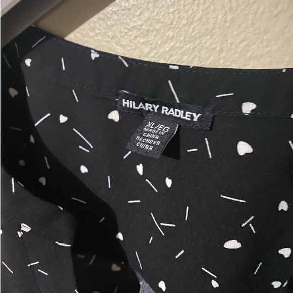 Hilary Radley Black Top with White Patterns